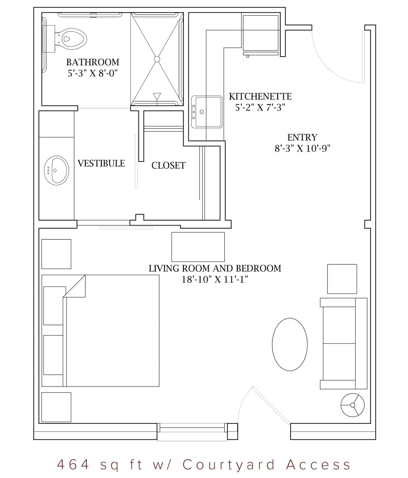The Oaks at Liberty Grove has two different floor plans for Studio Apartments available for Retired Seniors